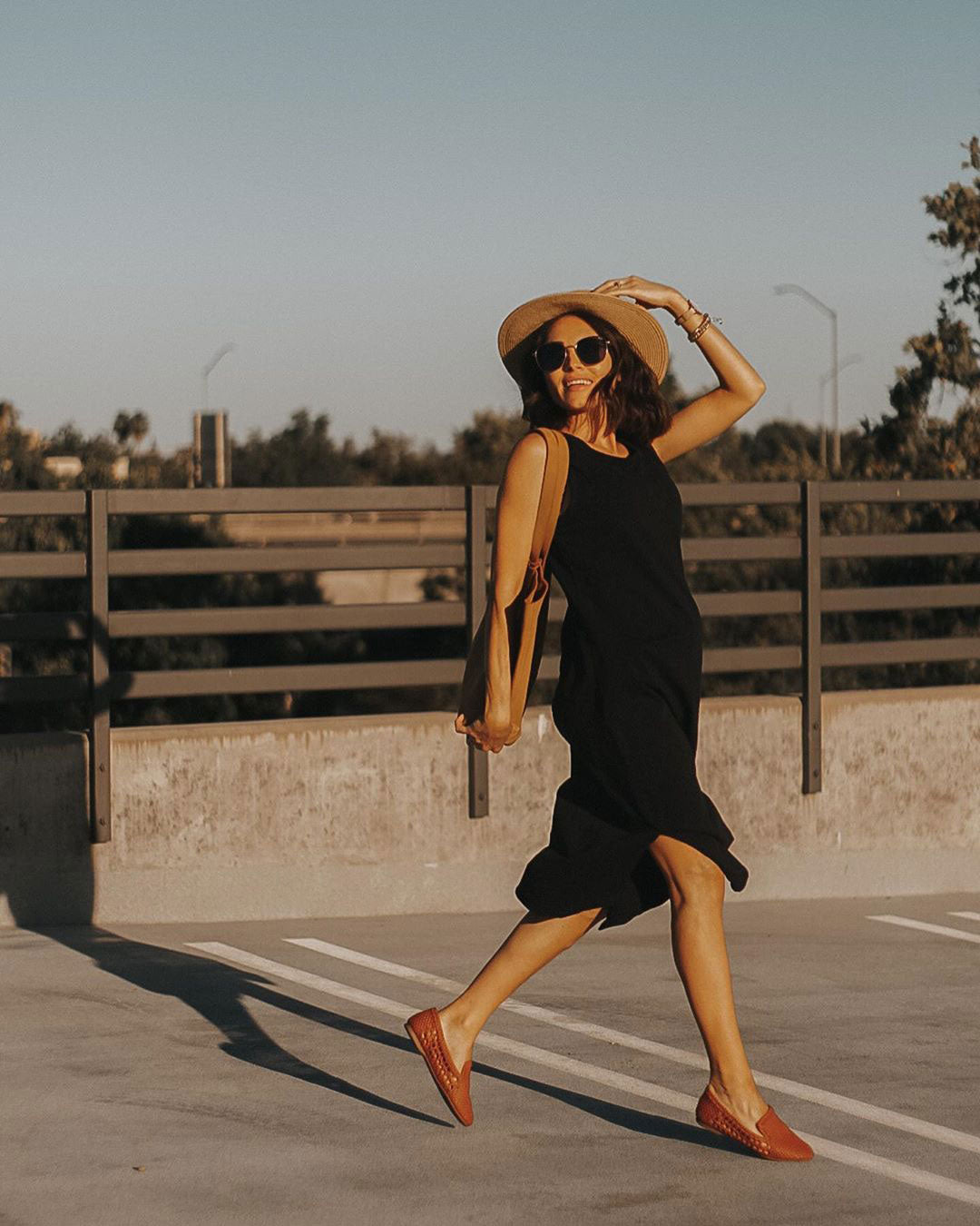 black dress nude heels